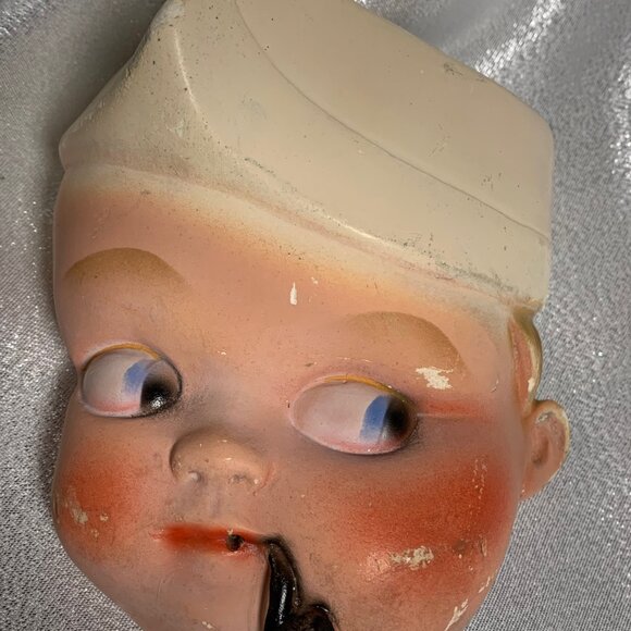 TWO VINTAGE CHALKWARE SAILOR BOY WALL MOUNT STRING DISPENSERS - Picture 5 of 8